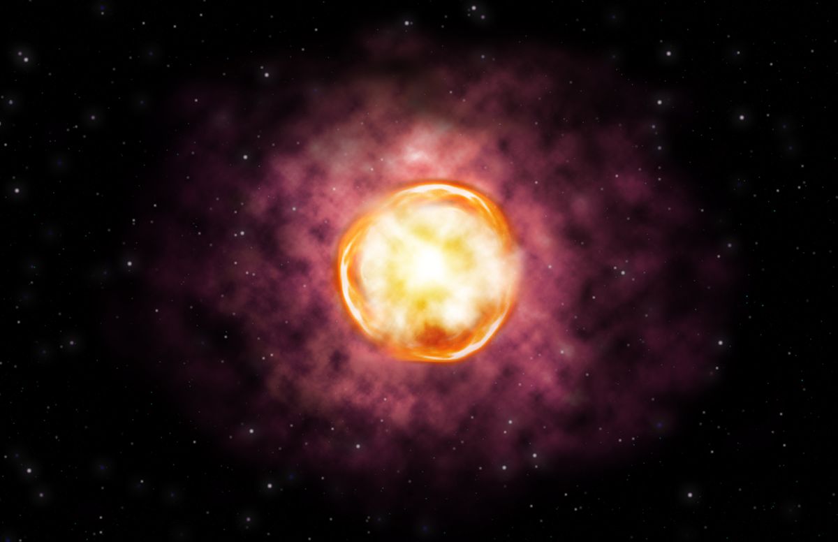 An illustration of the SN 2016iet supernova explosion.