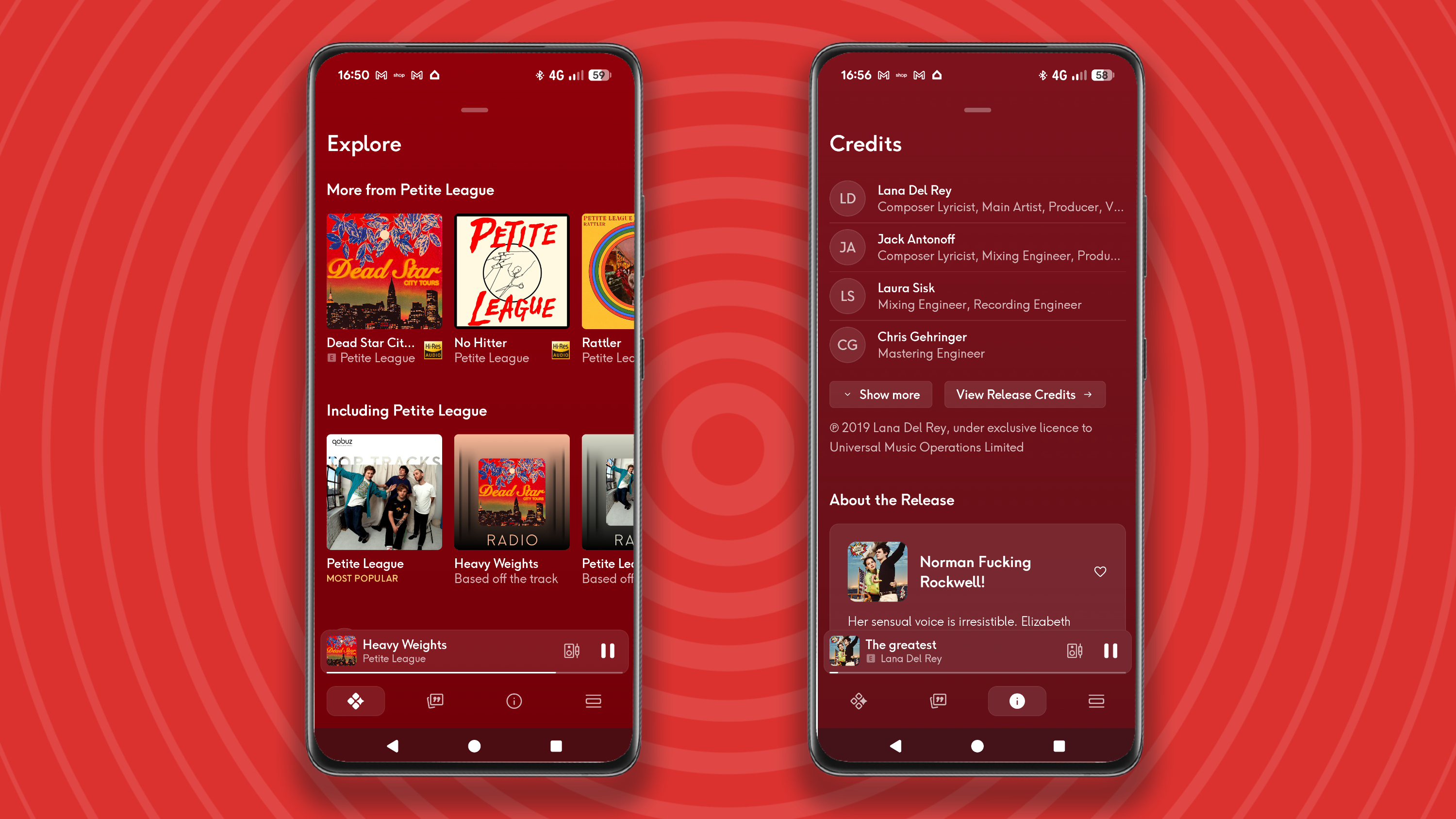 Qobuz screenshots on an Android phone