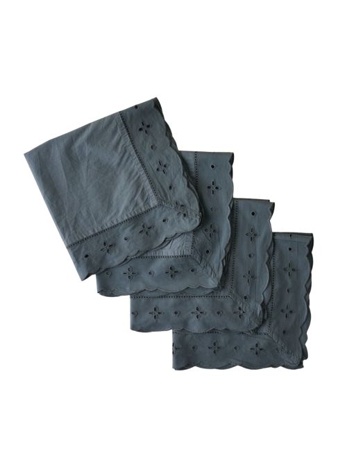Blue Eyelet Border Napkin Set of Four