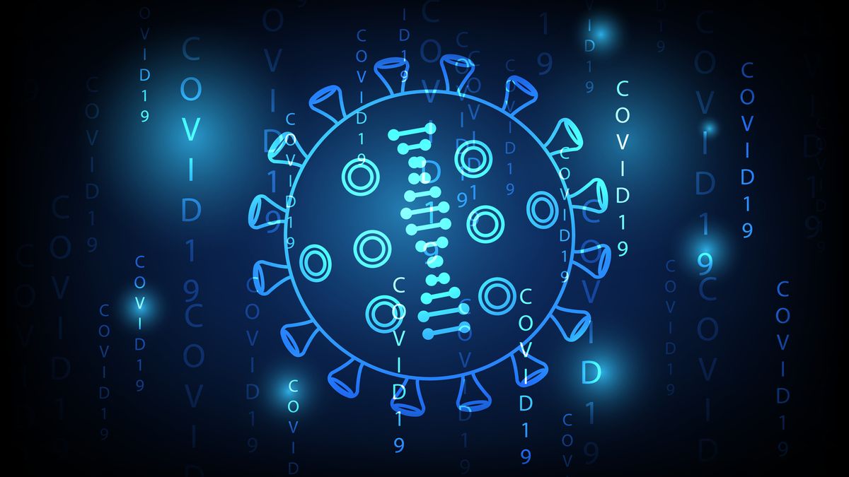 Abstract image showing a digital mockup of a virus cell