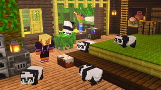 Panda babies in jungle house in Minecraft