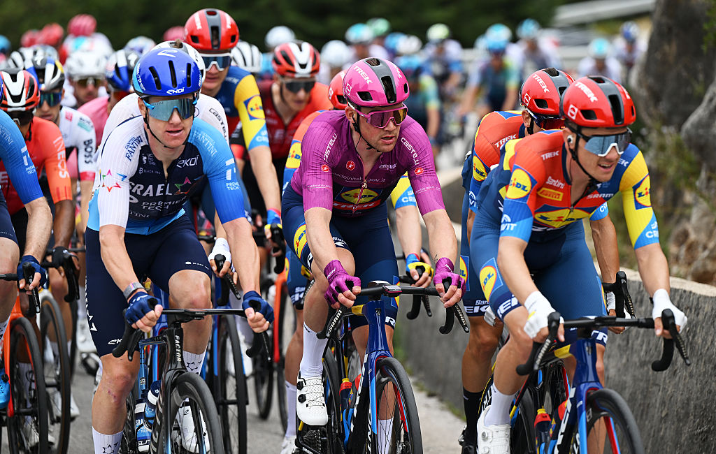 VLORE ALBANIA MAY 11 Mads Pedersen of Denmark and Team Lidl Trek Purple Points Jersey competes during the 108th Giro dItalia 2025 Stage 3 a 160km stage from Vlore to Vlore UCIWT on May 11 2025 in Vlore Albania Photo by Dario BelingheriGetty Images