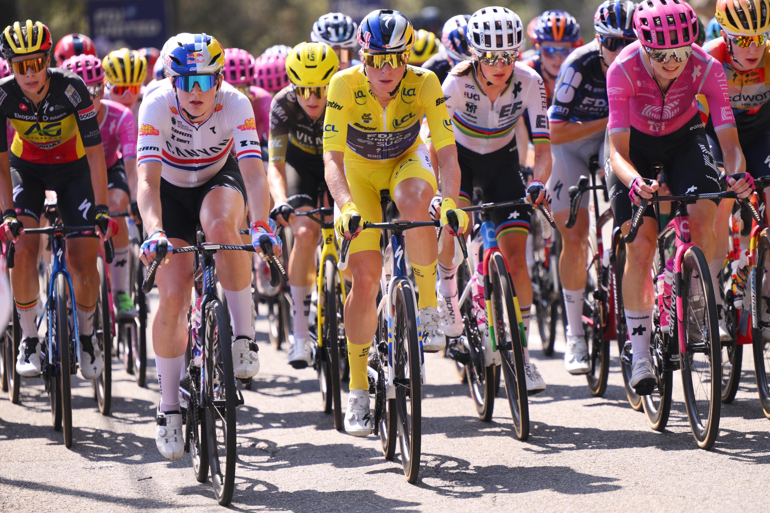 Demi Vollering in the peloton during the 2026 Tour de France Femmes