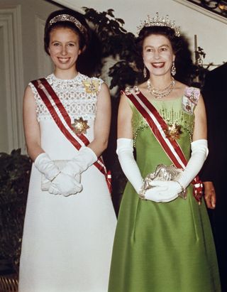 Queen Elizabeth II and Princess Anne attend a function at the Hotel Imperial in Vienna, during a State Visit to Austria, 7th May 1969