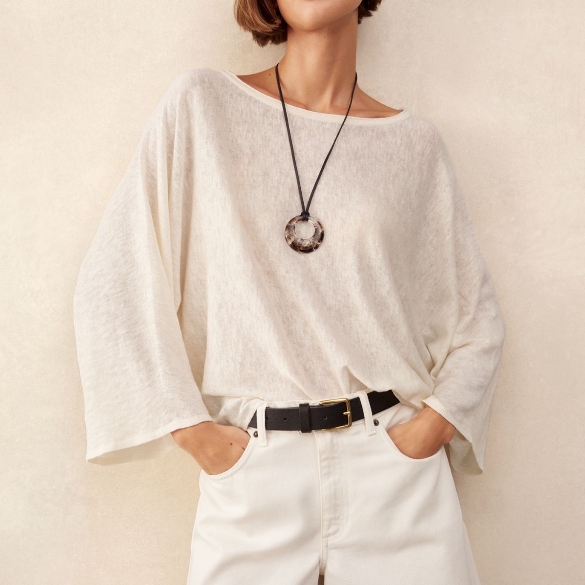 Linen Cotton Oversized Batwing Jumper | the White Company