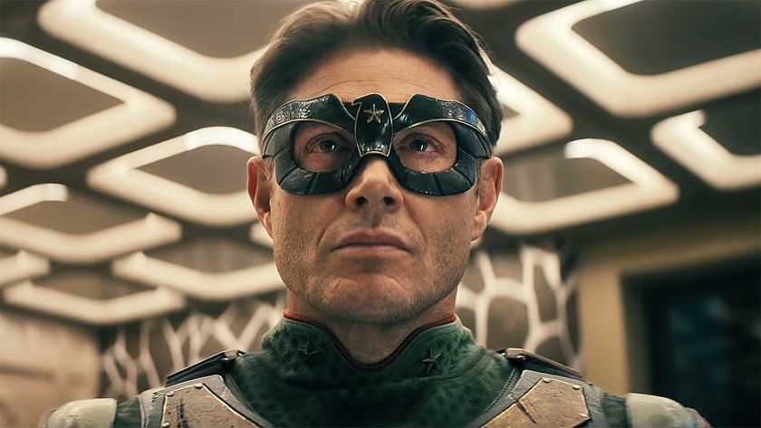 A close up of Jensen Ackles' Soldier Boy in Vought Rising