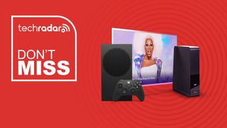 Virgin broadband router and Xbox series S on red background with Don't Miss text