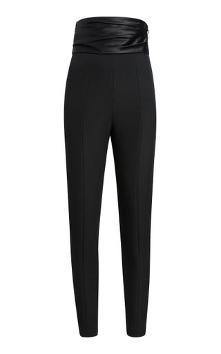 Lenro Ruched High-Rise Satin-Crepe Pants