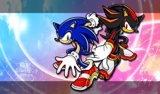 Sonic Adventure 2 Sonic and Shadow stand back to back