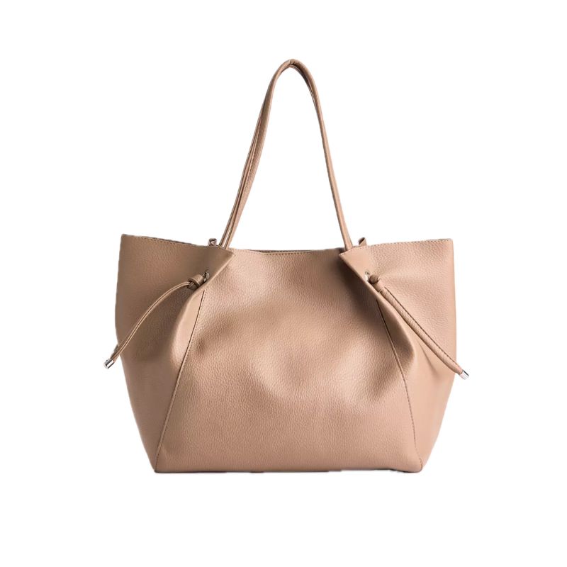 TU Clothing, Beige Faux Leather Pleat Shopper Bag