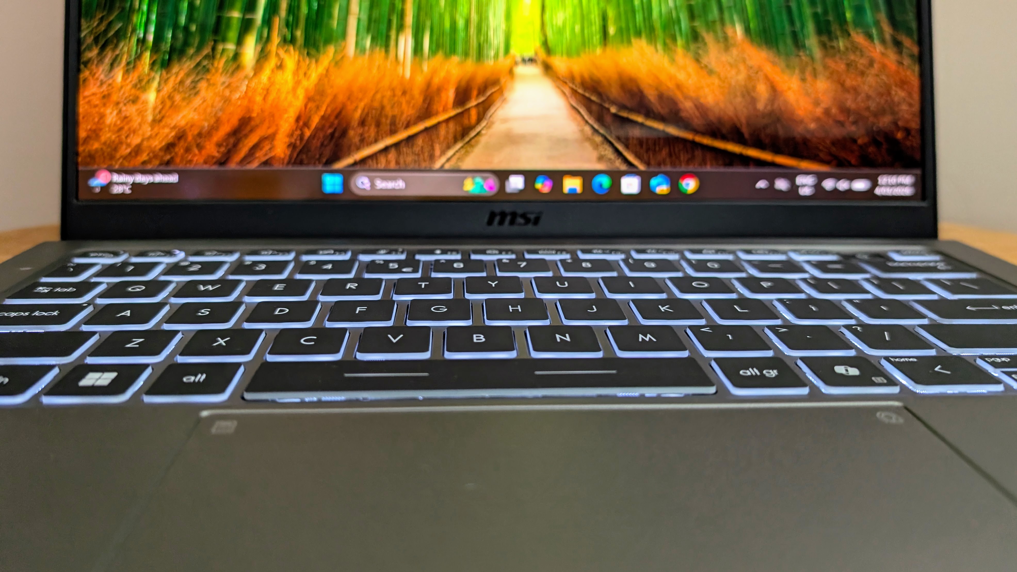 MSI Prestige 14 AI+ close up of keyboard