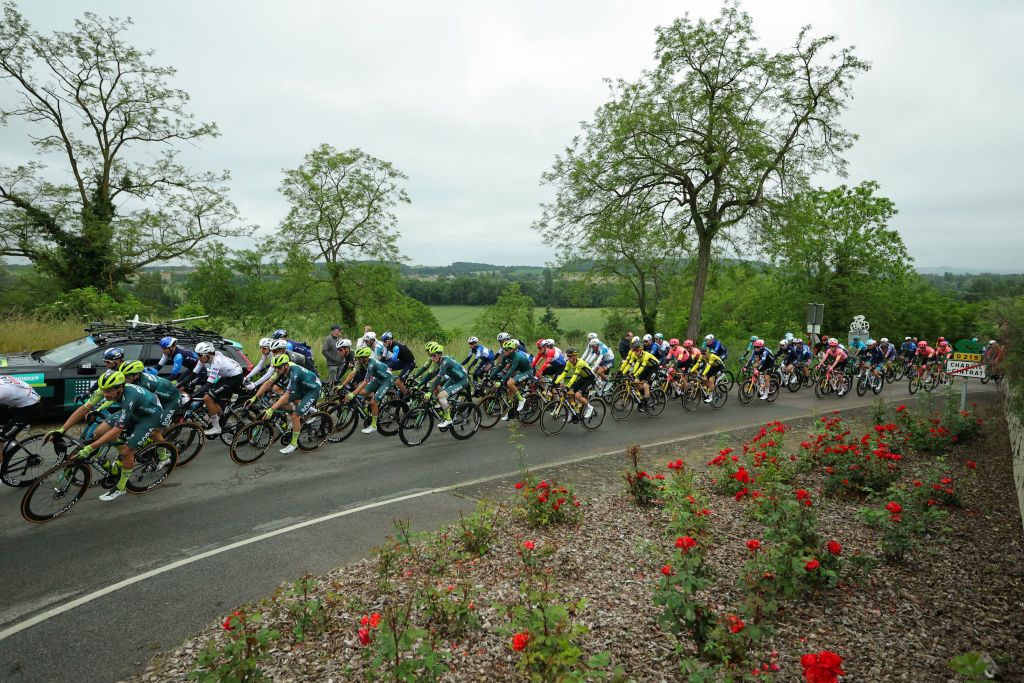 the riders during stage 1 of Dauphine 2024
