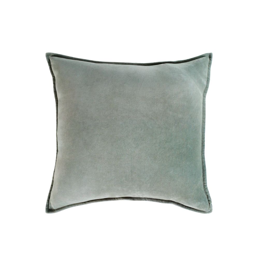 Soft green velvet throw cushion