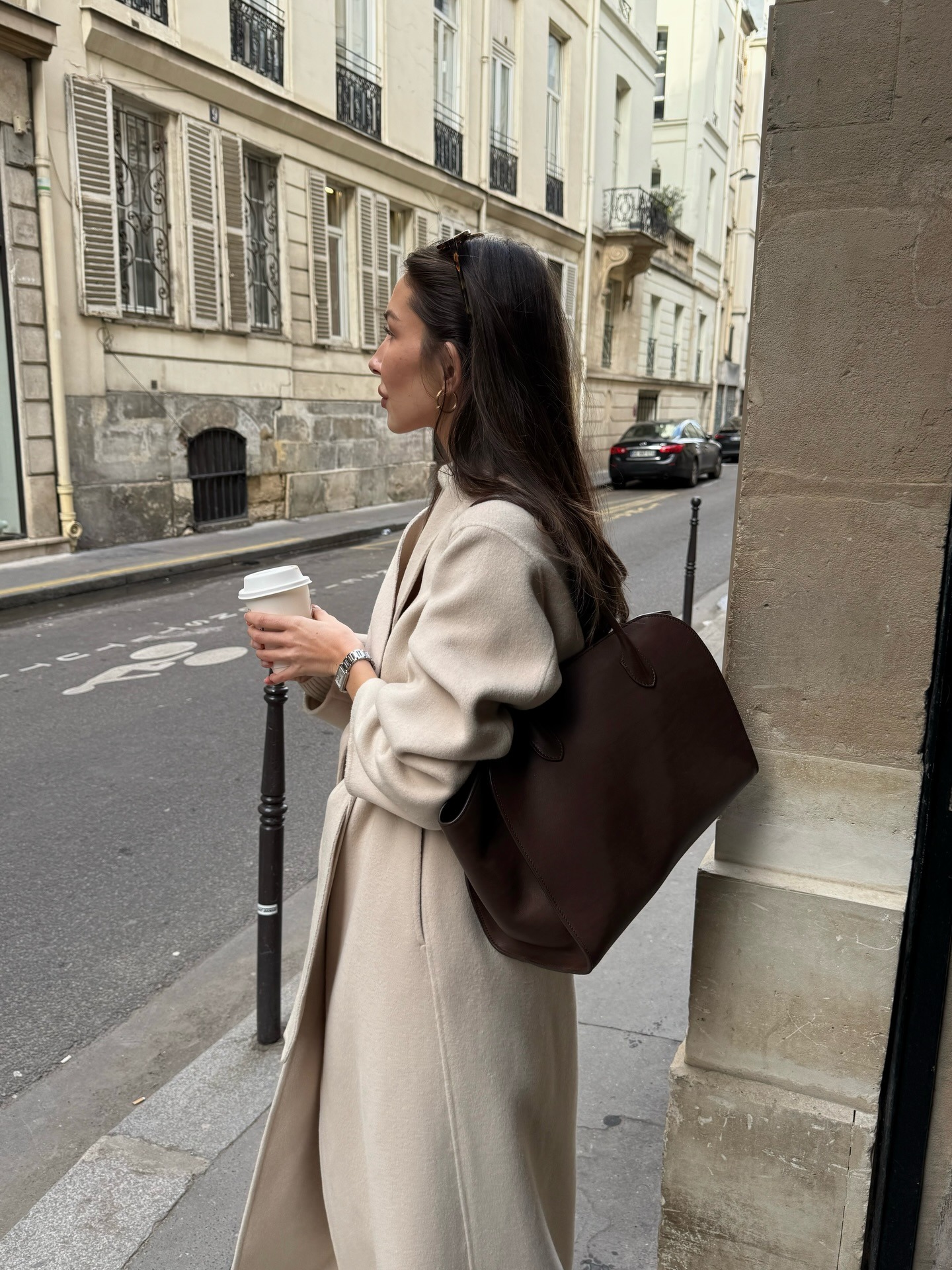 Felicia wearing The Row Marlo bag