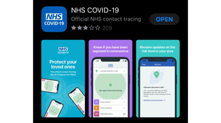 image of NHS COVID-19 track and trace app download in Apple app store