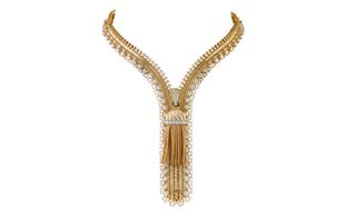 A Van Cleef & Arpels Zip necklace design from 1951 in yellow gold and diamonds