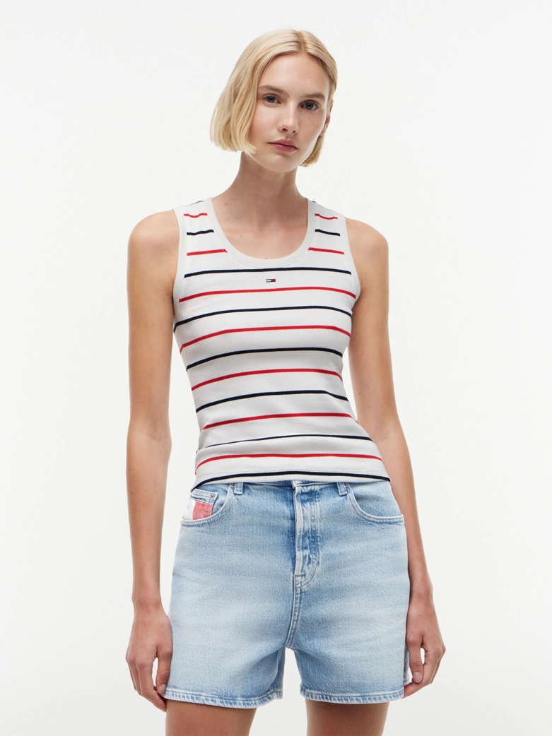 Ribbed Scoop Neck Slim Tank Top