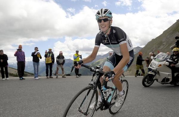 Andy Schleck seems happy with his solo romp on the Galibier.