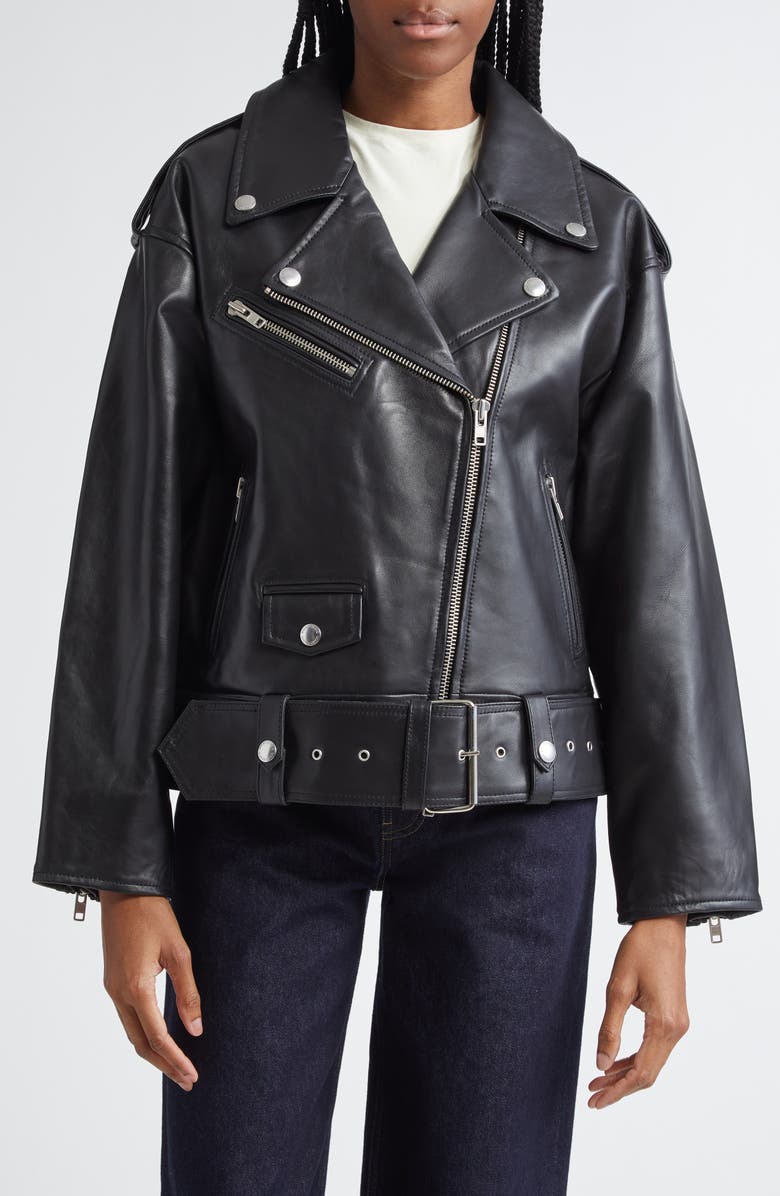Isobelle Oversize Leather Moto Jacket
