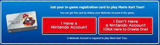 Mario Kart Tour registration card screenshot