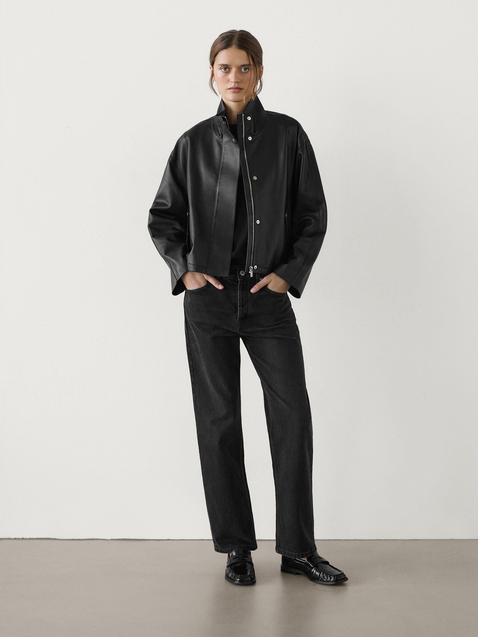 Loose-Fitting Nappa Leather Jacket