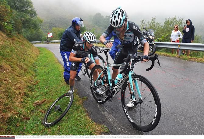 Rigoberto Uran (Omega Pharma-QuickStep) has a mechanical