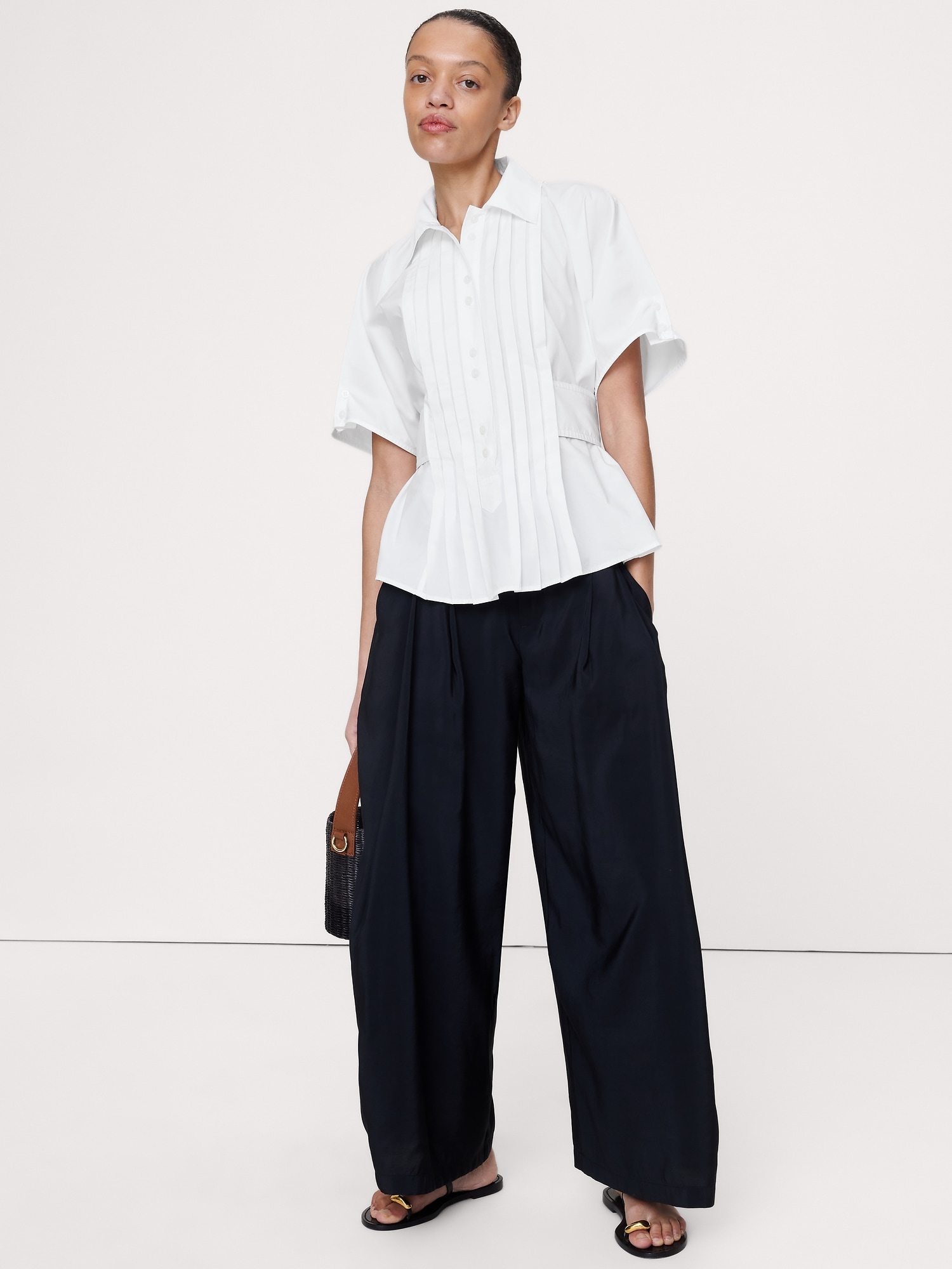 Pleated Cotton Poplin Top