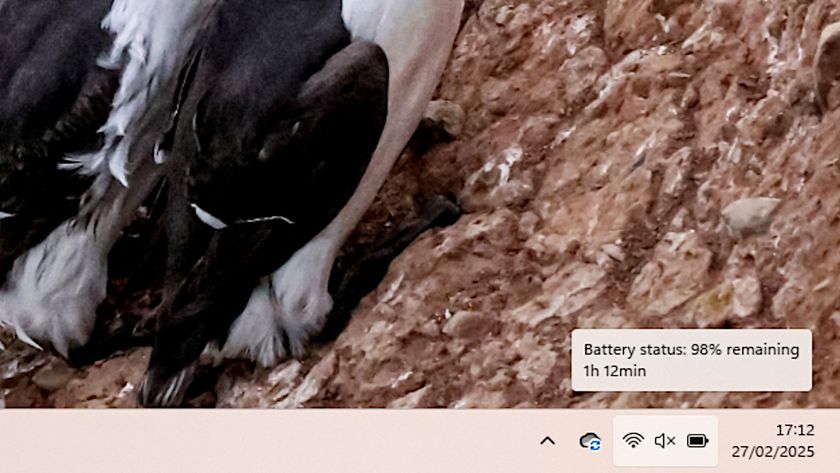 A close-up view of the battery life indicator in Windows 11