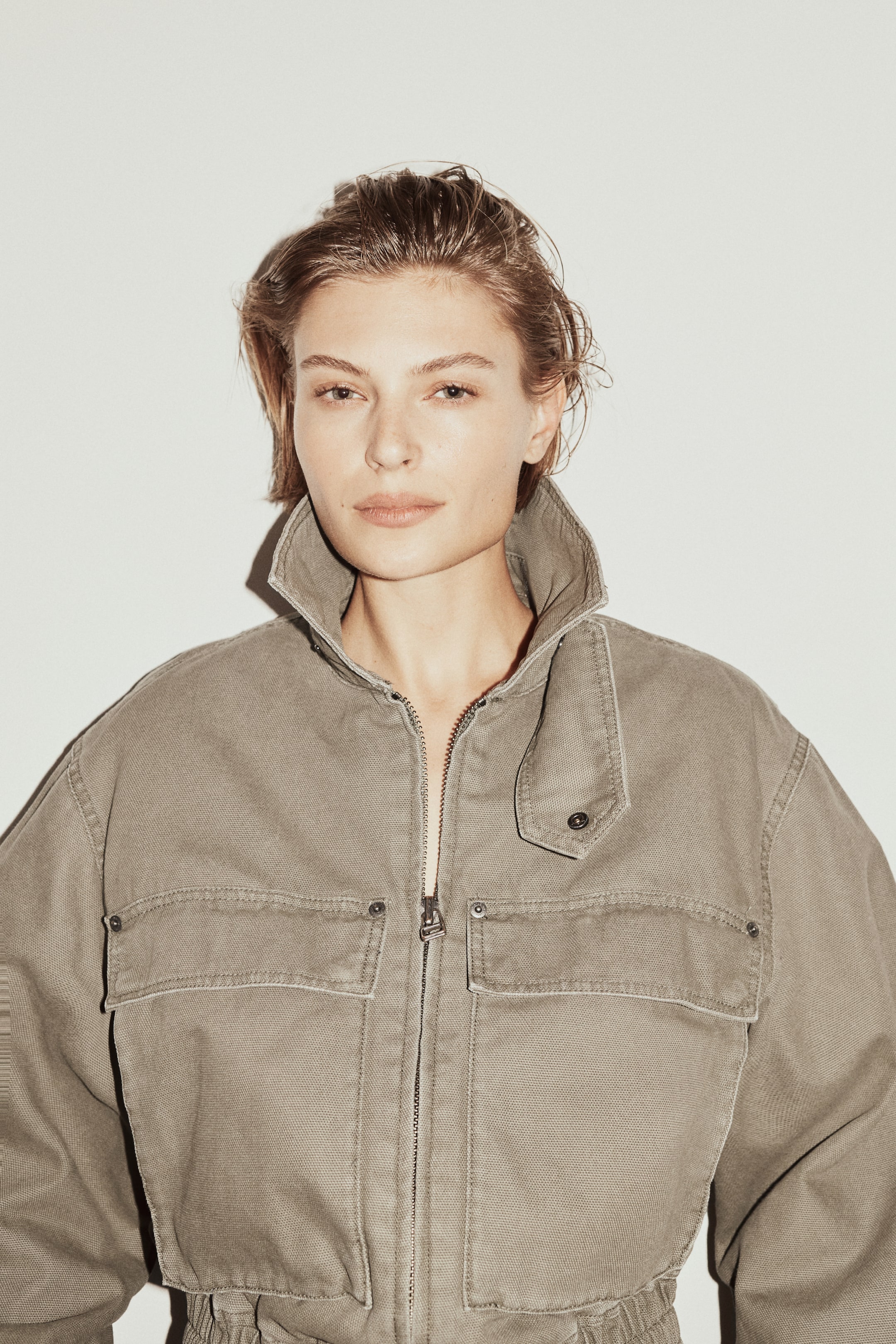 Padded Canvas Jacket - Khaki Green