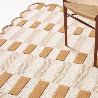 A textured, checkered rug