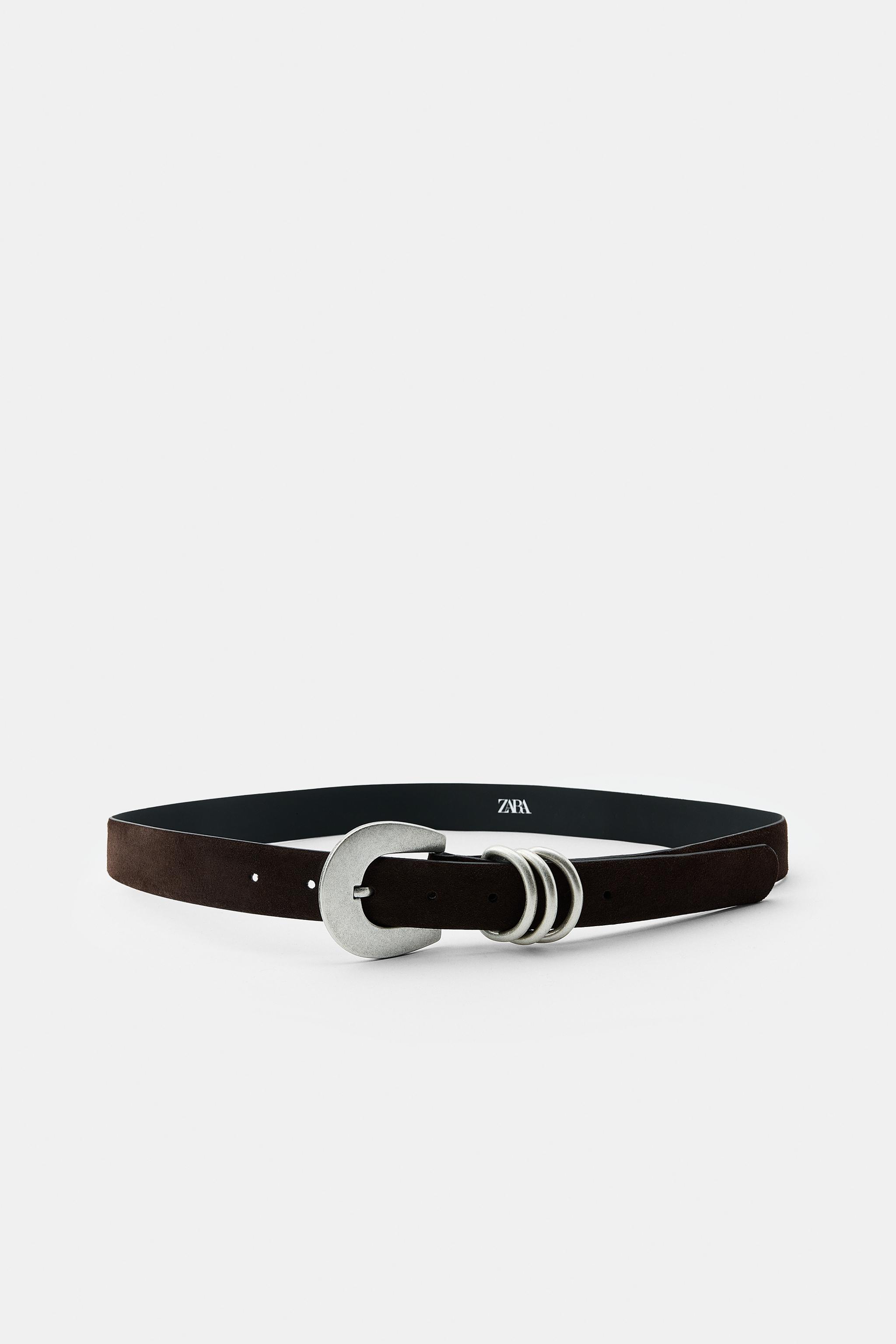 100% Suede Leather Belt With Triple Keeper