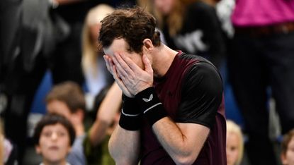 Andy Murray celebrates his victory at the European Open ATP Tour event in Antwerp 