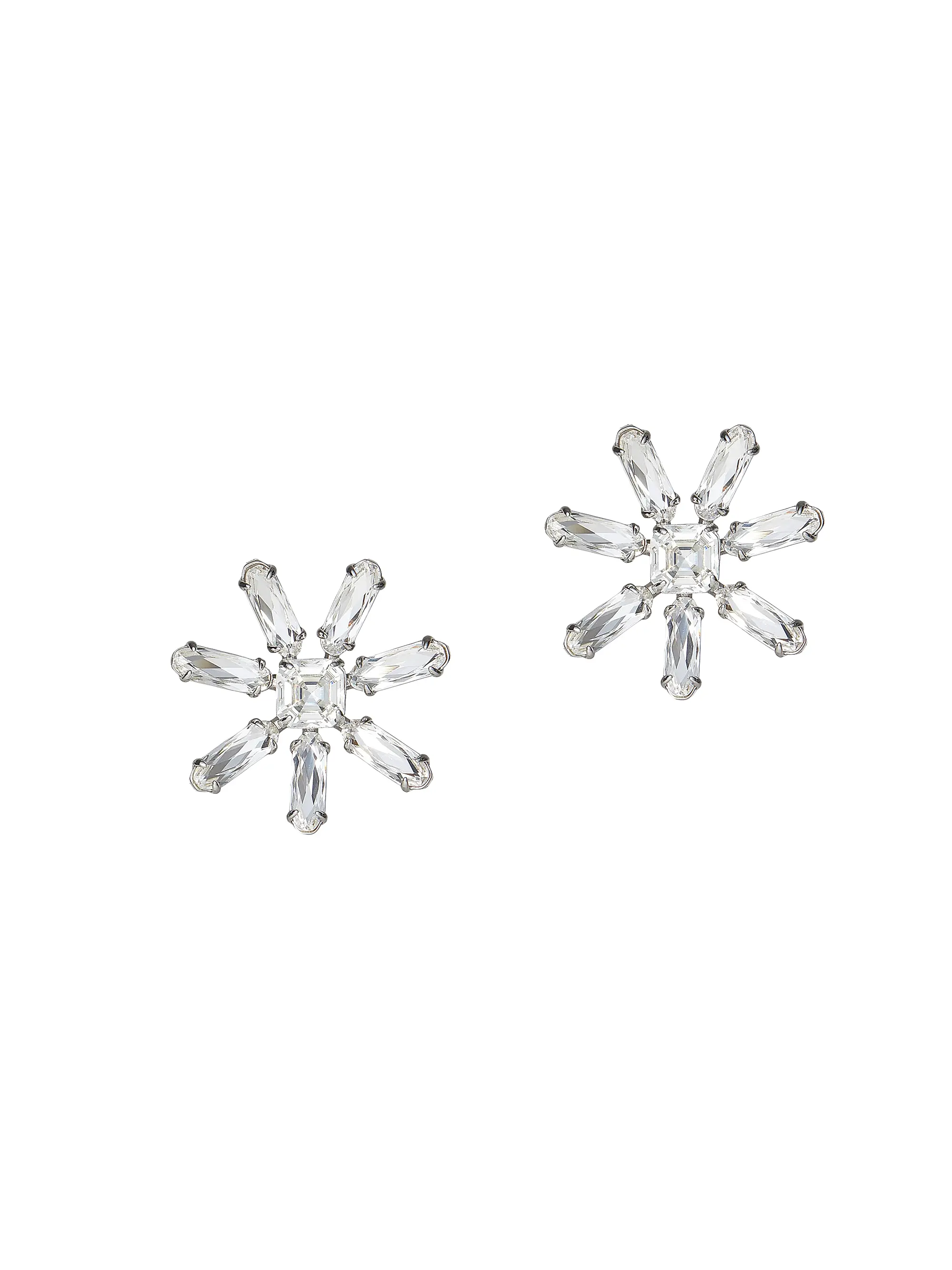 Silvertone &amp;amp; Glass Crystal Daisy Earrings
