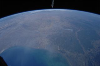 Photo of wildfires in Texas as seen from the International Space Station by astronaut Mike Fossum.