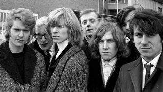 David Bowie with his band The Manish Boys outside BBC TV Centre in London