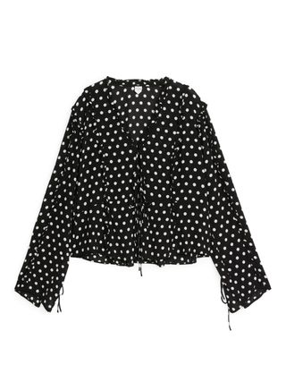 Frill Blouse - Black/white - Arket Gb