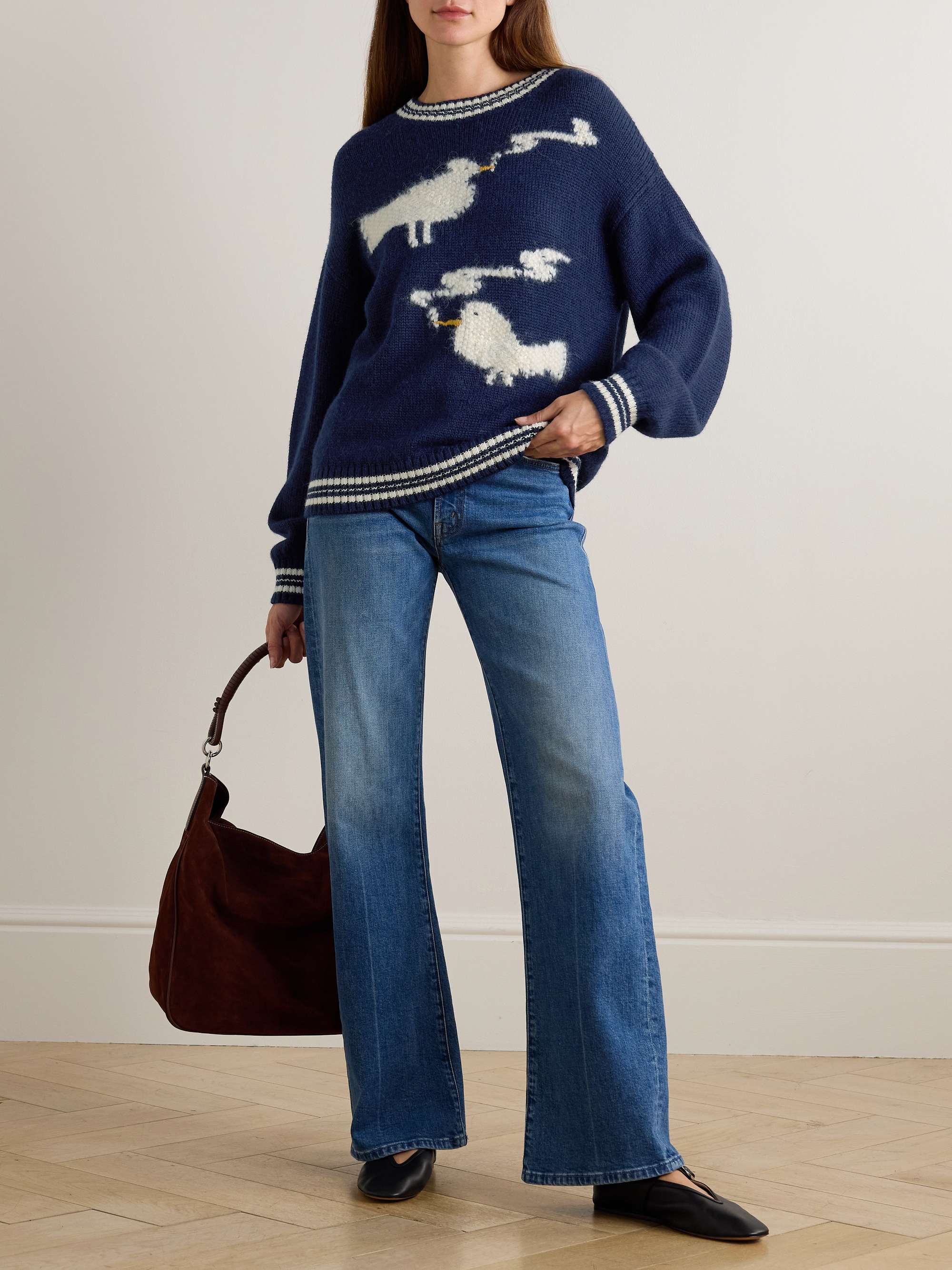 Oversized Striped Intarsia-Knit Sweater