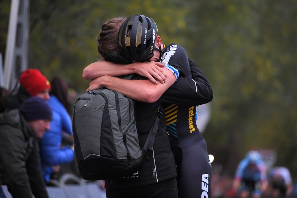 Toon Aerts celebrates his win at Koppenbergcross