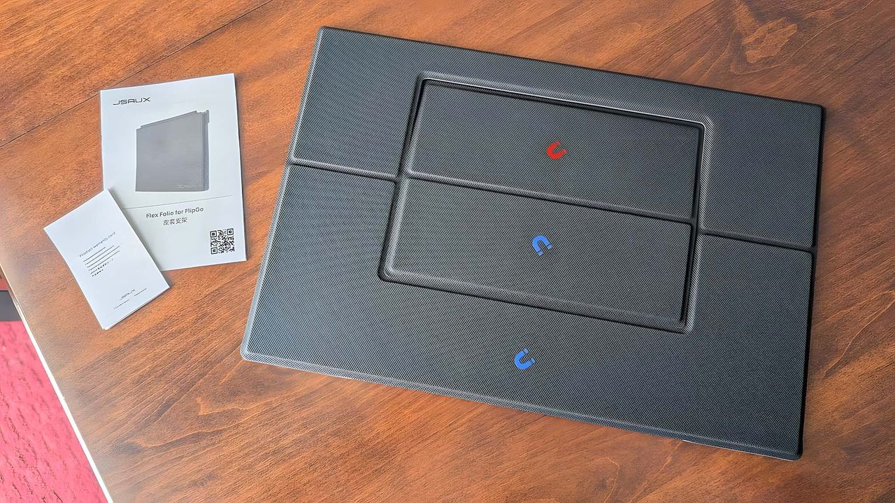 JSAUX FlipGo Pro 16 Flex Folio with included manuals.