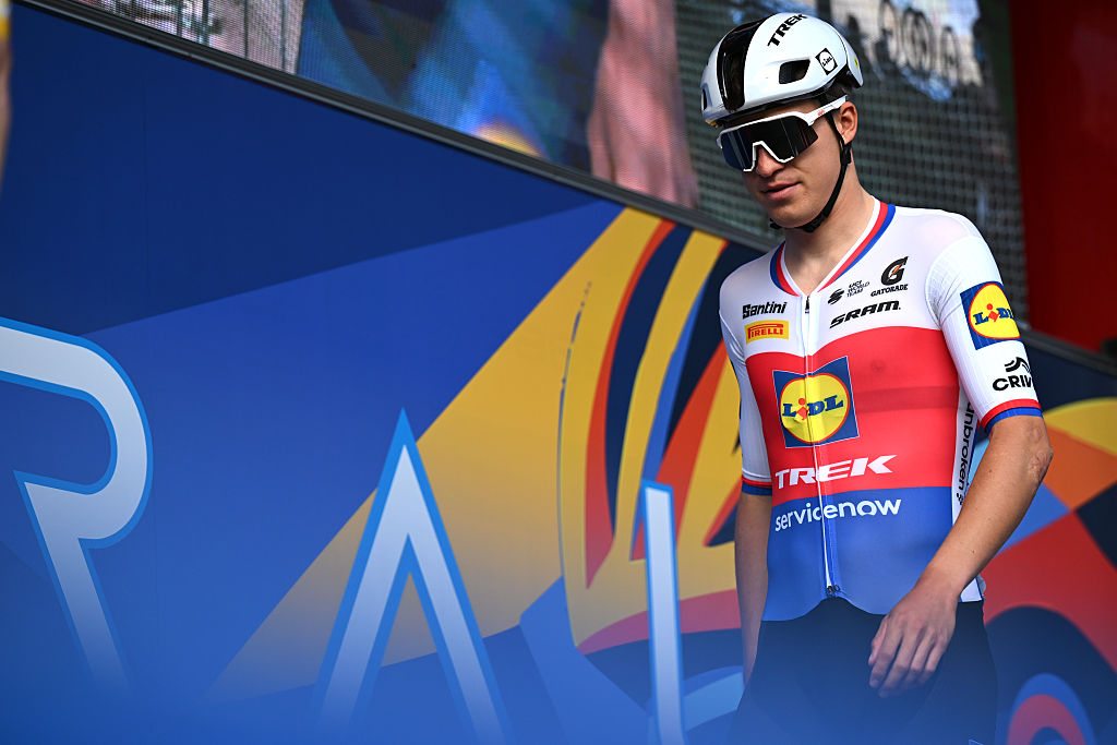 ORIHUELA, SPAIN - FEBRUARY 06: Mathias Vacek of Czech Republic and Team Lidl - Trek prior to the 77th Volta Comunitat Valenciana 2026, Stage 3 a 158km stage from Orihuela to San Vicente del Raspeig 115m on February 06, 2026 in Orihuela, Spain. (Photo by Szymon Gruchalski/Getty Images)