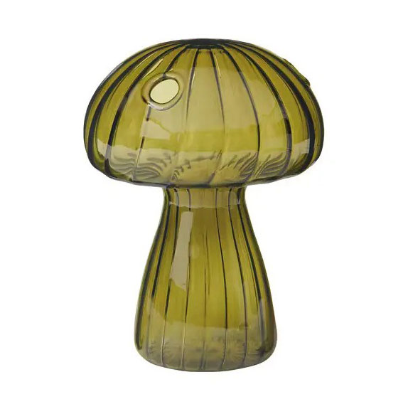 Novelty Glass Bud Vase, Mushroom Green