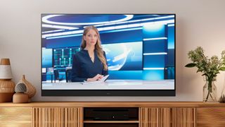 The Panasonic Z95A/Z93A OLED TVs with a live broadcast on display