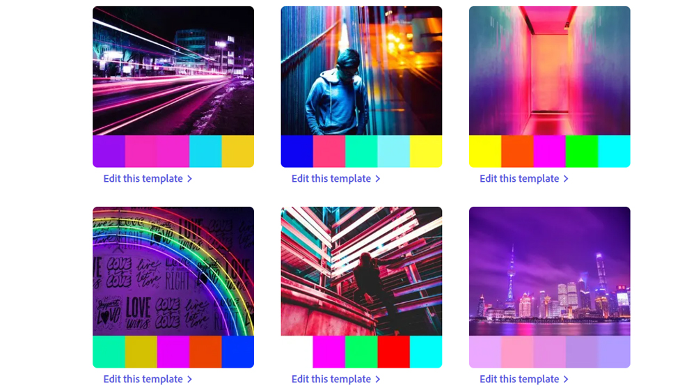 Colour combinations suggested by Adobe Express