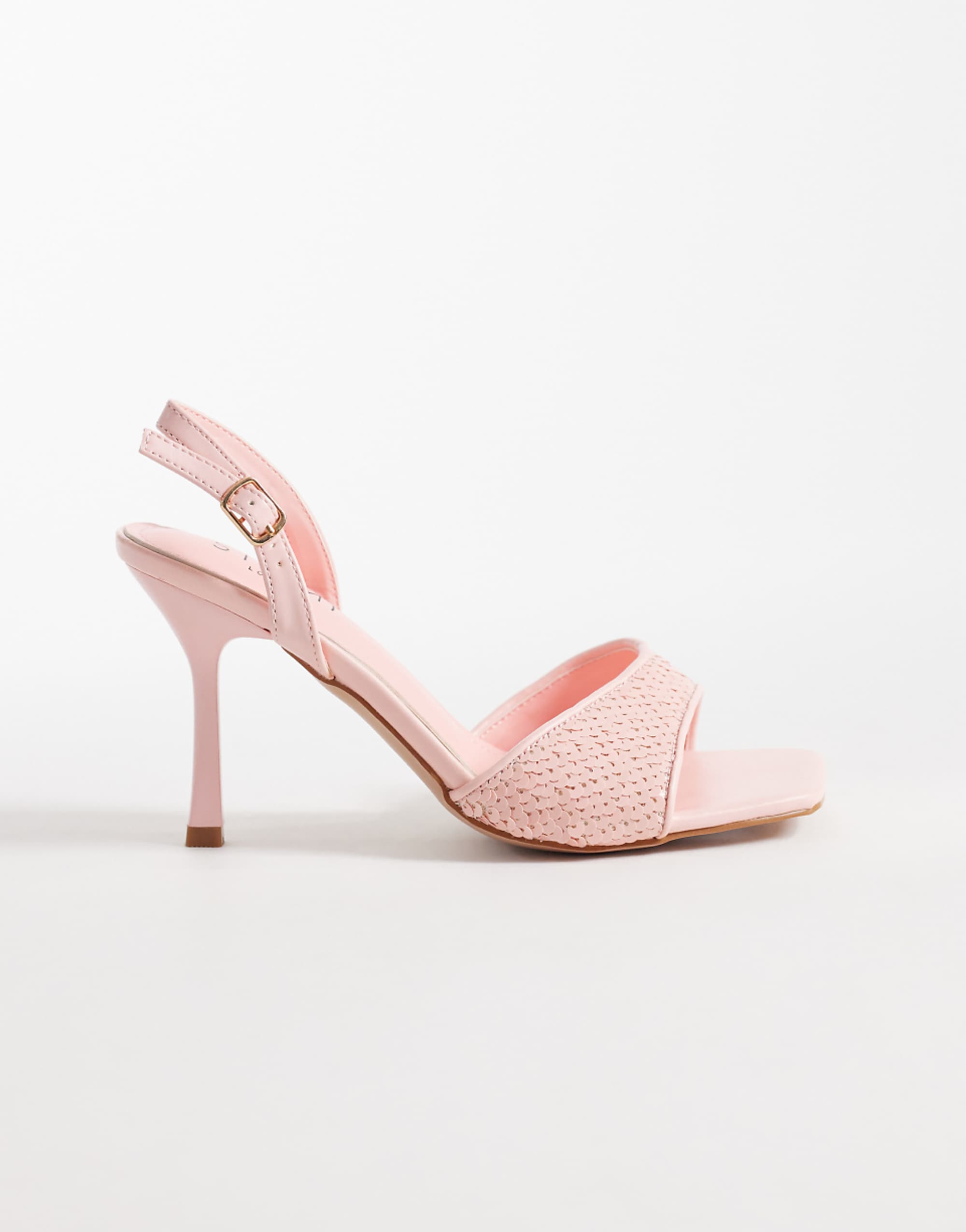 Simmi London Wide Fit Cindy Heeled Sandals With Sequins in Pink