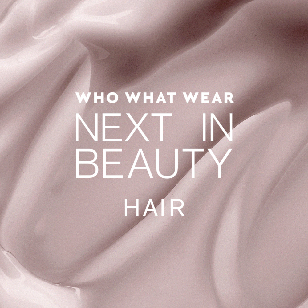 A picture of a hair product formula with the Who What Wear UK Next in Beauty logo over the top