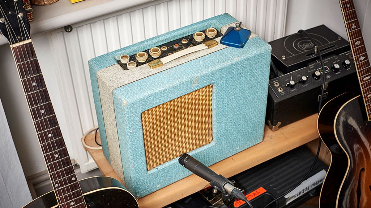 Circa 1960 Watkins Westminster amplifier mic&rsquo;d up with a Shure SM57 and a Maestro Echoplex EP-4. &ldquo;The EP-4 is my favourite Echoplex. This one has a very subtle chorusing from the tape, which I like,&rdquo; explains Adrian