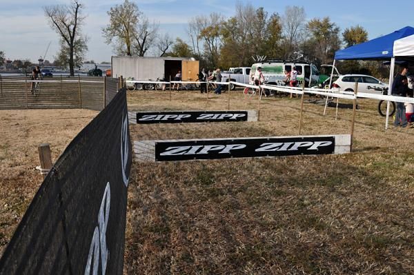 The lone section of barriers are negotiated after the riders pass the pit area for the second time.