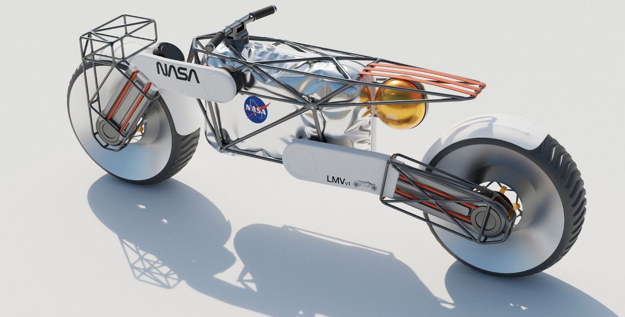Moscow-based automotive designer Andrew Fabishevskiy has come up with this novel concept for a moon motorcycle.