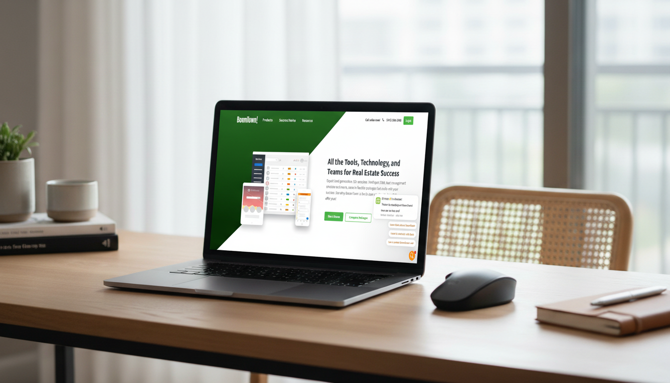 BoomTown CRM being used on a modern desk 