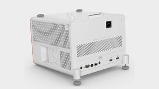 The Benq x1300i back side angle showing ports on grey